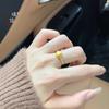 Tienda de oro Puzuo con anillo de piña de oro de arena y diamante para mujer, exquisito, retro, nuevo estilo chino, otoño e invierno, anillo ajustable