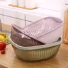 Cesta escurridora de plástico de doble capa, lavabo para lavar verduras, cesta para lavar verduras para el hogar en la cocina, cesta para frutas y verduras, lavabo para lavar verduras