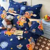 Juego de ropa de cama de cuatro piezas con forro polar para invierno, con tejido de leche polar suave, cómodo y de alta densidad, y un juego de sábanas de tres piezas con temática de cachorros de lunares