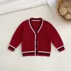 Nuevo Cárdigan de Punto para Niños Cuello en V 100% Algodón Otoño e Invierno Suéter para Niños Textura Clásica de Patrón de Cáñamo Suéter para Niños