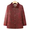 Camisa de manga larga para mujer de mediana edad y mayor, top holgado de talla grande, estampado vintage, prenda exterior fina versátil para madres