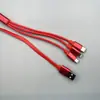 Cable de carga rápida USB 3 en 1 con diseño trenzado tipo C, adecuado para múltiples colores y modelos