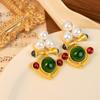 Aretes Perla Compás Geométrico, Moda Retro, Lujo Ligero, Aretes Elegantes, Aretes Vintage al por Mayor