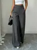 Pantalones casuales de color liso, ajustados, de tiro alto, doble botonadura, corte holgado, nuevos para el verano 2026, transfronterizos europeos y americanos