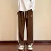 Calça Casual de Veludo Cotelê Masculina High Street Wide-Leg Solta Calça Esportiva Calça Reta Macacão Masculino Tendência