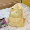 Mochila de Textura Burbuja Rosa Melocotón con Niebla Suave, Estilo Francés Suave, Dulce Bolso Escolar para Niñas para Compras, Viajes y Estudiantes