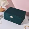 Caixa de armazenamento de joias de três camadas de grande capacidade flanela vintage joia colar pulseira anel caixa de armazenamento de joias multifuncional