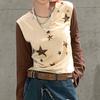 Europa e Estados Unidos transfronteiriça outono BM Harajuku estilo feminino gola anti-carro personalidade estrela brilhante estampada camiseta moda micro-la atacado