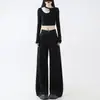 Jeans Retro Americano Talla Grande Pierna Ancha para Mujer Primavera y Otoño Talla Grande MM Gorditas Negro Adelgazantes Cuerpo en Forma de Pera Pantalones de Pierna Recta