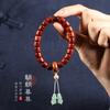 Bracelete de orelha simples elegante de madeira com contas de Rosewood em formato de barril, folha pequena, Buda, sorte, círculo único, nicho artístico de luxo leve para mulheres