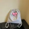 Bolsa feminina de grande capacidade 2026 nova outono laço poá saquinho com cordão mochila fashion de grande capacidade