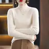 Nuevo Suéter de Punto para Mujer 2024 Color Sólido Otoño/Invierno Cuello Alto Medio Manga Larga Estilo Coreano Suéter de Punto Pullover para Mujer