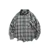 Ropa Vintage Yidao Otoño 2026 Nueva Camisa de Manga Larga a Cuadros Bloque de Color Retro Americana para Hombres y Mujeres, Camisa Casual Holgada