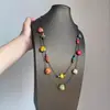Collar de cuentas con corazón colorido estilo étnico para mujer, cadena para la clavícula de doble capa trenzada en marrón de alta gama, nicho