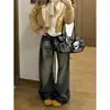 Persona Pequeña Streetwear Retro Americano Jeans Lavados de Pierna Torcida Primavera Otoño Nuevos Sueltos Adelgazantes de Largo hasta el Suelo Pierna Ancha Tendencia