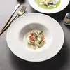 Plato de Cena Cerámico Casual y de Aspecto Elevado, Plato Blanco Puro para Pasta Occidental, Plato Hondo para Sopa de Sombrero de Paja de Lujo Accesible, Plato Hondo para el Hogar