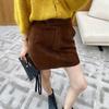 3362 Falda de Cuero Genuino Primavera y Otoño Nueva Simple Cintura Alta Importada Cabra Anti-Gamuza Combinable Falda de Cadera Falda Corta para Mujer