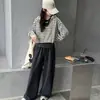 Conjunto de roupa de primavera e outono para meninas 2026 novo casual estilo coreano com top listrado e conjunto de calça casual para meninas mais velhas