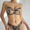 Nueva ropa interior sexy estilo francés fino jacquard bordado encaje ropa interior pecho grande pequeño sujetador antiflacidez traje