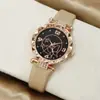 2025 Nuevo Reloj de Pulsera Casual Versátil con Esfera Redonda de Aleación Set de Joyería de Perlas y Mariposas Dropshipping