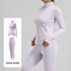 Conjunto Esportivo Juyitang de Cor Sólida com Painéis para Treinamento Fitness Yoga para Mulheres com Bolsos