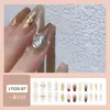 Uñas postizas hechas a mano de alta gama, tridimensionales, doradas y con incrustaciones de diamantes, 24 piezas, elegantes y favorecedoras