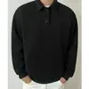 Moletom de Lã Pesada com Gola Lapela Masculino Primavera e Outono Tendência Versátil Novo Simples Cinza Camisa Polo Masculina de Manga Longa