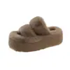 Aumentou 7CM de espessura sola de pelúcia chinelos para mulheres forro de fleece interior espessado quente tira dupla chinelos para mulheres Atacado