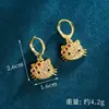 Novedad Collar Oro Arena Estilo Europeo y Americano Dibujos Animados HelloKitty Pendientes de Diamante Lujo Ligero Joyería Femenina de Larga Duración Sin Decoloración