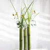 Jarrón ornamento de tubo de bambú verde fresco pequeño arte floral de bambú anillo de nudo de bambú decoración creativa para bodas arreglo contenedor de flores de tubo de bambú