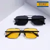 2026 Novos Óculos de Sol Masculinos de Metal com Lente Dupla para Negócios, Óculos de Sol Polarizados da Moda com Proteção UV para Dirigir, Óculos Tendência 1848