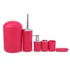 Cubo de basura de plástico para baño baño seis piezas inodoro escobilla de baño dispensador de jabón líquido taza para cepillo de dientes taza de agua caja de jabón