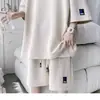 Traje de Moda de Verano para Hombre, Marca de Tendencia, Conjunto Elegante, Holgado Casual Deportivo Jacquard de Manga Corta Pantalones Cortos Conjunto de Dos Piezas