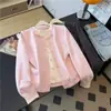 Cárdigan de Punto Rosa Rayado Estilo Coreano Falso Dos Piezas para Mujer, Nuevo Abrigo Suéter Otoño e Invierno 2025, Top para Atuendo de Principios de Otoño