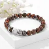 Pulsera tejida a mano con corona de lapislázuli europeo y americano de 8 mm, ágata negra, ágata roja, ojo de tigre, nicho original, venta al por mayor