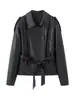 Marca Z, comercio exterior, transfronterizo, en stock, estilo europeo y americano, ropa para mujer ZA, nueva colección 2026, de manga larga, gabardina corta con detalle de cinturón, piel sintética