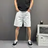 2026 Shorts de Praia Largos Liso Off-White Jeans Lavado Algodão Puro Tendência Moda Shorts Verão Calças de Comprimento Médio