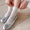 Meias Finas de Verão Femininas Malha Vazada Renda Cogumelo Estilo Ballet Miu Leve Respirável Meia Canoa Empilhada