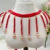 6.5cm Encaje de cuentas hecho a mano Accesorios para disfraces de escenario DIY Estilo étnico Cinta Flecos Rojo y dorado