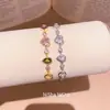 Pulseira de Coração de Zircônia Banhada a Ouro 14K Real Design de Gota d'Água Personalidade Pulseira Versátil Toque de Luxo Leve Joia para Mãos