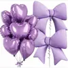 Set de globos de foil con forma de corazón y lazo transfronterizo para decoración de fiestas de cumpleaños y bodas, globos de foil flotantes con helio de 18 pulgadas