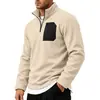 2026 Outono Inverno Europa Transfronteiriço Gola Alta Meio Zíper Peso Pesado Pelúcia Adicional Quente Casual Hoodie de Manga Longa Masculino