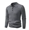 2026 Nuevo Suéter de Punto Acanalado para Hombre de Talla Grande Otoño/Invierno Transfronterizo con Cuello de Solapa, Ropa de Punto Casual, Camisa Básica de Moda