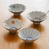 Nishida Muyu Flor de Peral Tazón Pequeño para Comida Vintage Hogar Alto Valor Postre Complementario Tazón para Frutas Color Bajo Vidriado Multiusos