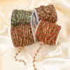 Cadena de Cereza con Goteo de Aceite de Acero Inoxidable Recubierto al Vacío, Cadena Hecha a Mano Color Dorado, Cadena Hecha a Mano para Collar Pulsera DIY, Accesorios Semi-Terminados