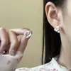 Elegantes Pendientes de Flor Rosa para Mujer, Estilo Ins Coreano, Nuevo Diseño de Lujo Ligero, Pendientes Vintage de Gama Alta de Nicho