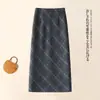 Falda de Cuadros Grises y Azules para Mujer, Estilo Verano 2026, Cintura Alta, Adelgazante, Longitud Media, Elegante, Versátil, Corte Recto, Falda Bodycon