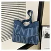 Bolsa Tote GW Transfronteiriça Feminina Nova Versátil Jeans Lona Bolsa de Mão Estilo Floresta Estudante Aula Bolsa para o Dia a Dia