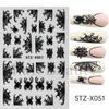 Nuevas pegatinas de uñas transfronterizas para primavera y verano, pegatinas de uñas adhesivas con flores azules y lazo francés, venta al por mayor.