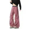 Pantalones de Trabajo Plisados Estilo Americano para Hombre Otoño Diseño Holgado Sentido de la Moda Marca de Tendencia High Street Rudo Genial Casual Pantalones Largos
